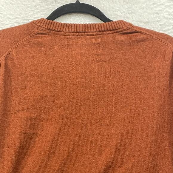 Eddie Bauer Sweater Mens Large Orange Cotton Cashmere Pullover V Neck Outdoor - Picture 5 of 10